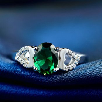 Emerald May Sterling Silver Ring Free Ring Size Adjusters